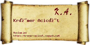 Krámer Acicét névjegykártya